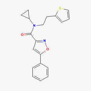 molecular formula C19H18N2O2S B2924917 N-cyclopropyl-5-phenyl-N-(2-(thiophen-2-yl)ethyl)isoxazole-3-carboxamide CAS No. 1396707-13-3