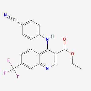 molecular formula C20H14F3N3O2 B2924924 Ethyl 4-[(4-cyanophenyl)amino]-7-(trifluoromethyl)quinoline-3-carboxylate CAS No. 881941-65-7