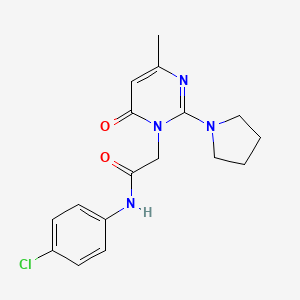 molecular formula C17H19ClN4O2 B2924926 N-(4-chlorophenyl)-2-[4-methyl-6-oxo-2-(pyrrolidin-1-yl)-1,6-dihydropyrimidin-1-yl]acetamide CAS No. 1251631-88-5