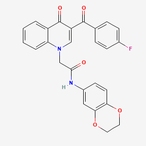 molecular formula C26H19FN2O5 B2924949 N-(2,3-dihydro-1,4-benzodioxin-6-yl)-2-[3-(4-fluorobenzoyl)-4-oxo-1,4-dihydroquinolin-1-yl]acetamide CAS No. 887224-91-1