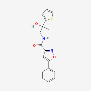 molecular formula C17H16N2O3S B2924956 N-[2-hydroxy-2-(thiophen-2-yl)propyl]-5-phenyl-1,2-oxazole-3-carboxamide CAS No. 1394758-00-9