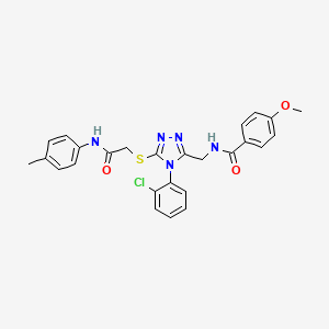 molecular formula C26H24ClN5O3S B2924983 N-{[4-(2-chlorophenyl)-5-({[(4-methylphenyl)carbamoyl]methyl}sulfanyl)-4H-1,2,4-triazol-3-yl]methyl}-4-methoxybenzamide CAS No. 476434-06-7