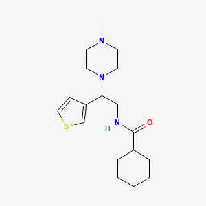 molecular formula C18H29N3OS B2925055 N-(2-(4-methylpiperazin-1-yl)-2-(thiophen-3-yl)ethyl)cyclohexanecarboxamide CAS No. 954594-97-9