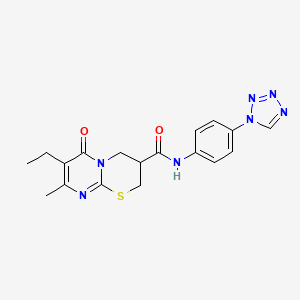 molecular formula C18H19N7O2S B2925098 N-(4-(1H-tetrazol-1-yl)phenyl)-7-ethyl-8-methyl-6-oxo-2,3,4,6-tetrahydropyrimido[2,1-b][1,3]thiazine-3-carboxamide CAS No. 1421525-45-2