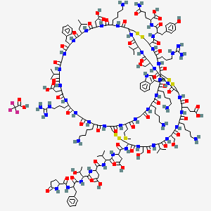molecular formula C181H275F3N50O57S7 B2925119 H-DL-Pyr-DL-Phe-DL-xiThr-DL-Asp-DL-Val-DL-Asp-DL-Cys(1)-DL-Ser-DL-Val-DL-Ser-DL-Lys-DL-Glu-DL-Cys(2)-DL-Trp-DL-Ser-DL-Val-DL-Cys(3)-DL-Lys-DL-Asp-DL-Leu-DL-Phe-Gly-DL-Val-DL-Asp-DL-Arg-Gly-DL-Lys-DL-Cys(1)-DL-Met-Gly-DL-Lys-DL-Lys-DL-Cys(2)-DL-Arg-DL-Cys(3)-DL-Tyr-DL-Gln-OH.TFA CAS No. 182897-30-9