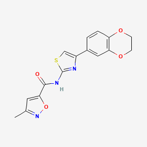 molecular formula C16H13N3O4S B2925120 N-[4-(2,3-dihydro-1,4-benzodioxin-6-yl)-1,3-thiazol-2-yl]-3-methyl-1,2-oxazole-5-carboxamide CAS No. 930733-09-8