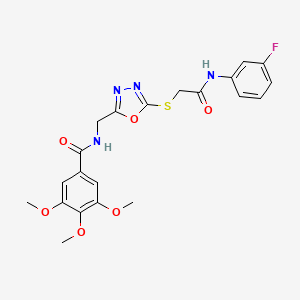 N-((5-((2-((3-fluorophenyl)amino)-2-oxoethyl)thio)-1,3,4-oxadiazol-2-yl)methyl)-3,4,5-trimethoxybenzamide