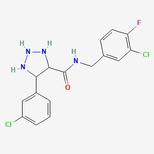 molecular formula C16H11Cl2FN4O B2925142 N-[(3-chloro-4-fluorophenyl)methyl]-4-(3-chlorophenyl)-1H-1,2,3-triazole-5-carboxamide CAS No. 1788532-21-7