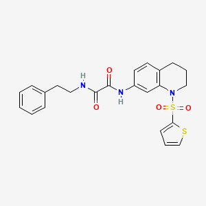 molecular formula C23H23N3O4S2 B2925144 N'-(2-phenylethyl)-N-[1-(thiophene-2-sulfonyl)-1,2,3,4-tetrahydroquinolin-7-yl]ethanediamide CAS No. 898414-16-9