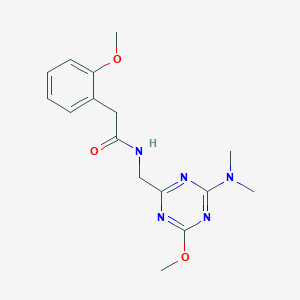 molecular formula C16H21N5O3 B2925169 N-((4-(dimethylamino)-6-methoxy-1,3,5-triazin-2-yl)methyl)-2-(2-methoxyphenyl)acetamide CAS No. 2034540-57-1