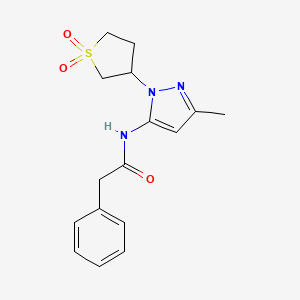 molecular formula C16H19N3O3S B2925180 N-(1-(1,1-dioxidotetrahydrothiophen-3-yl)-3-methyl-1H-pyrazol-5-yl)-2-phenylacetamide CAS No. 1170632-89-9