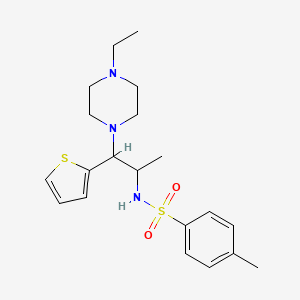 molecular formula C20H29N3O2S2 B2925183 N-(1-(4-ethylpiperazin-1-yl)-1-(thiophen-2-yl)propan-2-yl)-4-methylbenzenesulfonamide CAS No. 847381-13-9