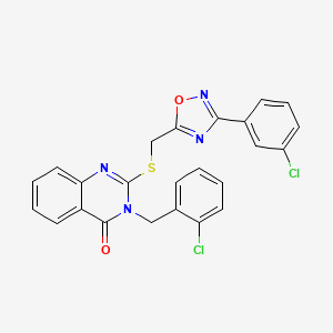 molecular formula C24H16Cl2N4O2S B2925192 3-(2-chlorobenzyl)-2-(((3-(3-chlorophenyl)-1,2,4-oxadiazol-5-yl)methyl)thio)quinazolin-4(3H)-one CAS No. 2034489-68-2