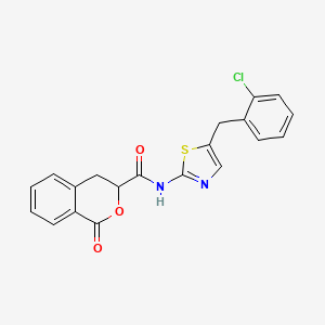 molecular formula C20H15ClN2O3S B2925223 N-{5-[(2-chlorophenyl)methyl]-1,3-thiazol-2-yl}-1-oxo-3,4-dihydro-1H-2-benzopyran-3-carboxamide CAS No. 853740-59-7