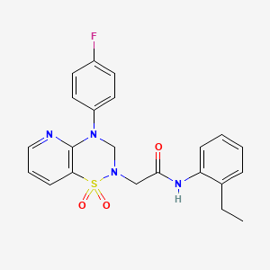 molecular formula C22H21FN4O3S B2925235 N-(2-ethylphenyl)-2-(4-(4-fluorophenyl)-1,1-dioxido-3,4-dihydro-2H-pyrido[2,3-e][1,2,4]thiadiazin-2-yl)acetamide CAS No. 1251679-30-7