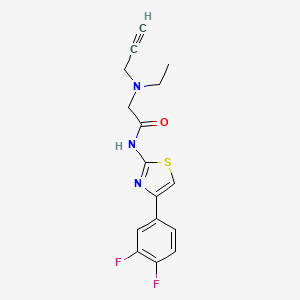 molecular formula C16H15F2N3OS B2925240 N-[4-(3,4-difluorophenyl)-1,3-thiazol-2-yl]-2-[ethyl(prop-2-yn-1-yl)amino]acetamide CAS No. 1376365-06-8