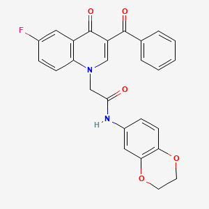 2-(3-benzoyl-6-fluoro-4-oxo-1,4-dihydroquinolin-1-yl)-N-(2,3-dihydro-1,4-benzodioxin-6-yl)acetamide