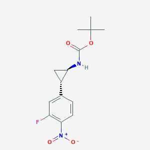 molecular formula C14H17FN2O4 B2925317 Tert-butyl N-[(1R,2S)-2-(3-fluoro-4-nitrophenyl)cyclopropyl]carbamate CAS No. 2550997-85-6