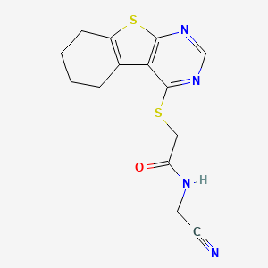 molecular formula C14H14N4OS2 B2925346 N-(cyanomethyl)-2-{8-thia-4,6-diazatricyclo[7.4.0.0^{2,7}]trideca-1(9),2,4,6-tetraen-3-ylsulfanyl}acetamide CAS No. 1808330-56-4