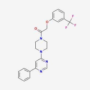 molecular formula C23H21F3N4O2 B2925347 1-(4-(6-Phenylpyrimidin-4-yl)piperazin-1-yl)-2-(3-(trifluoromethyl)phenoxy)ethanone CAS No. 1351602-49-7