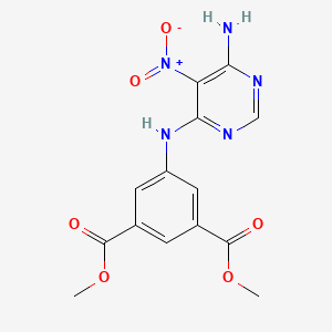 molecular formula C14H13N5O6 B2925360 Dimethyl 5-[(6-amino-5-nitropyrimidin-4-yl)amino]benzene-1,3-dicarboxylate CAS No. 450345-47-8