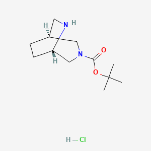 molecular formula C12H23ClN2O2 B2925390 Tert-butyl (1S,5S)-3,6-diazabicyclo[3.2.2]nonane-3-carboxylate hydrochloride CAS No. 1820575-47-0