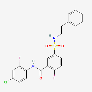 molecular formula C21H17ClF2N2O3S B2925396 N-(4-chloro-2-fluorophenyl)-2-fluoro-5-(N-phenethylsulfamoyl)benzamide CAS No. 451513-62-5