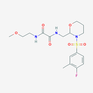 molecular formula C17H24FN3O6S B2925419 N'-{[3-(4-fluoro-3-methylbenzenesulfonyl)-1,3-oxazinan-2-yl]methyl}-N-(2-methoxyethyl)ethanediamide CAS No. 872724-76-0