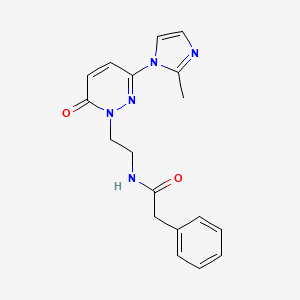 molecular formula C18H19N5O2 B2925431 N-(2-(3-(2-methyl-1H-imidazol-1-yl)-6-oxopyridazin-1(6H)-yl)ethyl)-2-phenylacetamide CAS No. 1351614-65-7