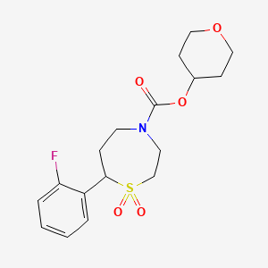 molecular formula C17H22FNO5S B2925440 oxan-4-yl 7-(2-fluorophenyl)-1,1-dioxo-1lambda6,4-thiazepane-4-carboxylate CAS No. 2195875-13-7