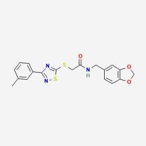 molecular formula C19H17N3O3S2 B2925451 N-(benzo[d][1,3]dioxol-5-ylmethyl)-2-((3-(m-tolyl)-1,2,4-thiadiazol-5-yl)thio)acetamide CAS No. 864918-17-2