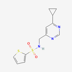 molecular formula C12H13N3O2S2 B2925455 N-[(6-cyclopropylpyrimidin-4-yl)methyl]thiophene-2-sulfonamide CAS No. 2189498-65-3