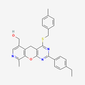 [5-(4-Ethylphenyl)-14-methyl-7-{[(4-methylphenyl)methyl]sulfanyl}-2-oxa-4,6,13-triazatricyclo[8.4.0.0^{3,8}]tetradeca-1(10),3(8),4,6,11,13-hexaen-11-yl]methanol