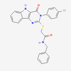 molecular formula C25H19ClN4O2S B2925473 N-benzyl-2-{[3-(4-chlorophenyl)-4-oxo-3H,4H,5H-pyrimido[5,4-b]indol-2-yl]sulfanyl}acetamide CAS No. 536715-18-1