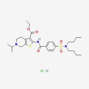 molecular formula C28H42ClN3O5S2 B2925528 ethyl 2-(4-(N,N-dibutylsulfamoyl)benzamido)-6-isopropyl-4,5,6,7-tetrahydrothieno[2,3-c]pyridine-3-carboxylate hydrochloride CAS No. 1217020-12-6