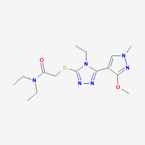 molecular formula C15H24N6O2S B2925567 N,N-diethyl-2-((4-ethyl-5-(3-methoxy-1-methyl-1H-pyrazol-4-yl)-4H-1,2,4-triazol-3-yl)thio)acetamide CAS No. 1014095-72-7