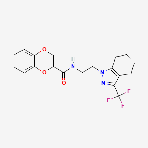 molecular formula C19H20F3N3O3 B2925576 N-{2-[3-(trifluoromethyl)-4,5,6,7-tetrahydro-1H-indazol-1-yl]ethyl}-2,3-dihydro-1,4-benzodioxine-2-carboxamide CAS No. 1797624-19-1