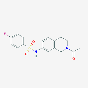 molecular formula C17H17FN2O3S B2925603 N-(2-acetyl-1,2,3,4-tetrahydroisoquinolin-7-yl)-4-fluorobenzenesulfonamide CAS No. 955672-60-3