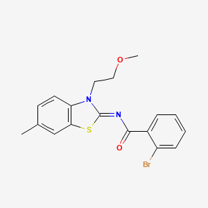 molecular formula C18H17BrN2O2S B2925622 2-bromo-N-[(2Z)-3-(2-methoxyethyl)-6-methyl-2,3-dihydro-1,3-benzothiazol-2-ylidene]benzamide CAS No. 864974-89-0