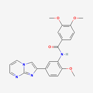 molecular formula C22H20N4O4 B2925636 N-(5-{imidazo[1,2-a]pyrimidin-2-yl}-2-methoxyphenyl)-3,4-dimethoxybenzamide CAS No. 862810-74-0