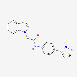 N-(4-(1H-pyrazol-3-yl)phenyl)-2-(1H-indol-1-yl)acetamide