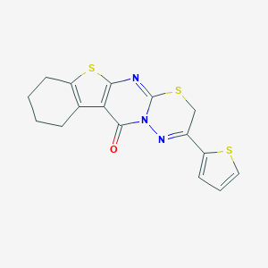molecular formula C16H13N3OS3 B292569 6-thiophen-2-yl-4,17-dithia-2,7,8-triazatetracyclo[8.7.0.03,8.011,16]heptadeca-1(10),2,6,11(16)-tetraen-9-one 