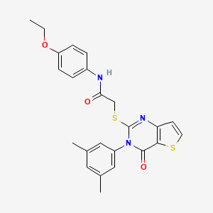 molecular formula C24H23N3O3S2 B2925706 2-{[3-(3,5-dimethylphenyl)-4-oxo-3,4-dihydrothieno[3,2-d]pyrimidin-2-yl]sulfanyl}-N-(4-ethoxyphenyl)acetamide CAS No. 1260949-24-3