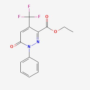 molecular formula C14H11F3N2O3 B2925708 Ethyl 6-oxo-1-phenyl-4-(trifluoromethyl)-1,6-dihydro-3-pyridazinecarboxylate CAS No. 477854-72-1