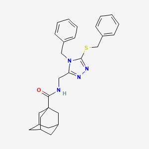 molecular formula C28H32N4OS B2925743 N-{[4-benzyl-5-(benzylsulfanyl)-4H-1,2,4-triazol-3-yl]methyl}adamantane-1-carboxamide CAS No. 477303-64-3