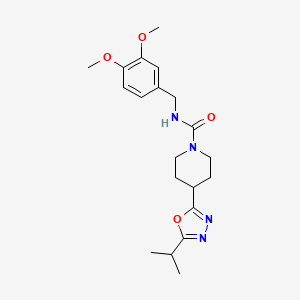 molecular formula C20H28N4O4 B2925749 N-(3,4-dimethoxybenzyl)-4-(5-isopropyl-1,3,4-oxadiazol-2-yl)piperidine-1-carboxamide CAS No. 1171066-99-1