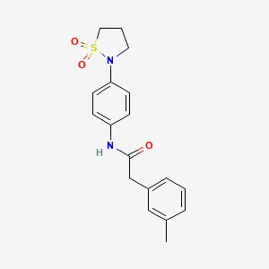 molecular formula C18H20N2O3S B2925750 N-(4-(1,1-dioxidoisothiazolidin-2-yl)phenyl)-2-(m-tolyl)acetamide CAS No. 941885-87-6