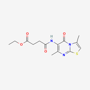 molecular formula C14H17N3O4S B2925755 ethyl 4-((3,7-dimethyl-5-oxo-5H-thiazolo[3,2-a]pyrimidin-6-yl)amino)-4-oxobutanoate CAS No. 946250-16-4