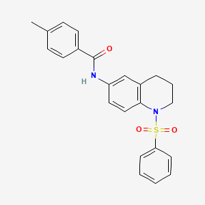 molecular formula C23H22N2O3S B2925761 N-[1-(benzenesulfonyl)-1,2,3,4-tetrahydroquinolin-6-yl]-4-methylbenzamide CAS No. 941971-54-6