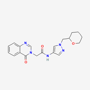 molecular formula C19H21N5O3 B2925766 N-{1-[(oxan-2-yl)methyl]-1H-pyrazol-4-yl}-2-(4-oxo-3,4-dihydroquinazolin-3-yl)acetamide CAS No. 2034528-72-6